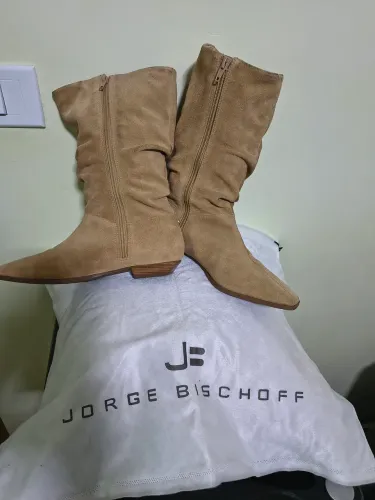 Bota Cano Médio Carvalho Couro Camurça Jorge Bischoff