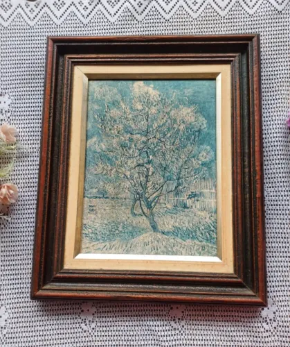 Quadro emoldurado reprodução O Pessegueiro Rosa de  Vincent Van Gogh 44x36