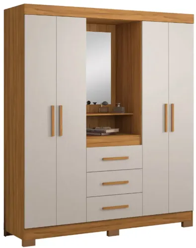 Guarda Roupa Solteiro 4 Portas 2 Gavetas