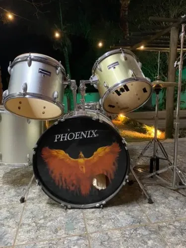 Bataria Phoenix com Peles Evans 360 Hidráulicas + Pele Porosa Eva(caixa), Chimbal Octagon 