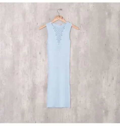 Vestido tricô azul midi tam P