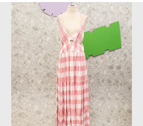 Vestido longo rosa vichy