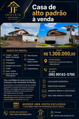 VENDE-SE CASA DE ALTO PADRÃO PRÓXIMO AO RESIDENCIAL MÔNACO
