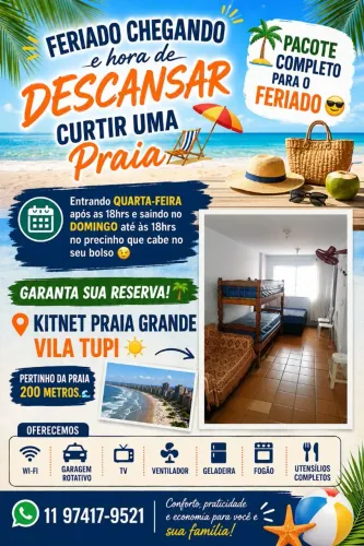 Kitnet Temporada - Praia Grande Vila Tupi 