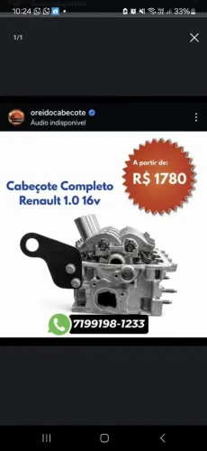 Cabeçote de Renault Sandero 1.0 16v ( COMPLETO)