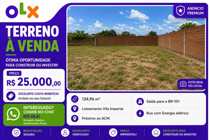 Lote de 124,96 m² no Vila Imperial