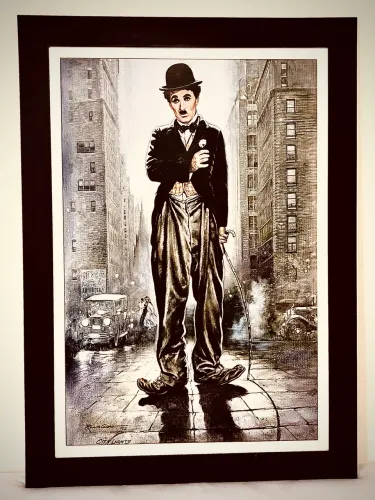 Pôster Quadro (Grande) de Charles Chaplin tema do Filme Luzes da Cidade 1,07 x 77 x 2 cm