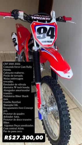CRF 250F 2024 equipada e super conservada.