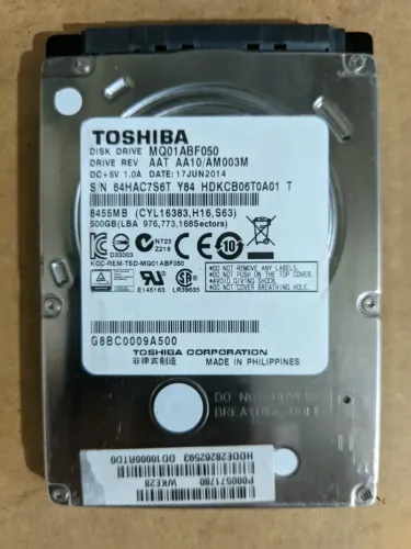HD TOSHIBA NOTEBOOK 500GB