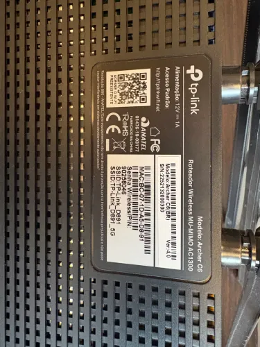 Roteador Wi-Fi TP-Link Archer C6 AC1300 Gigabit Dual Band MU-MIMO