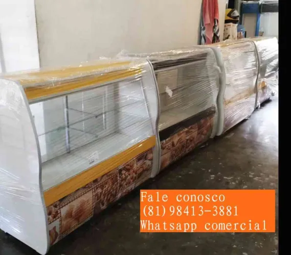 Balcão Vitrine Natural de Madeira para pão,bolo, bolachas e salgados em até 10x sem juros 