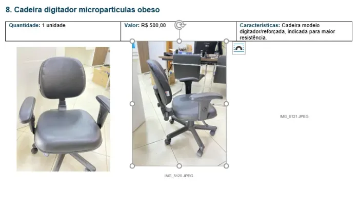 8. Cadeira digitador obeso