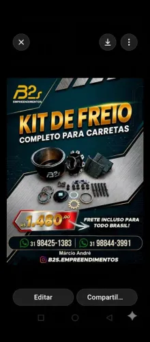 KIT DE FREIO COMPLETO PARA CARRETA
