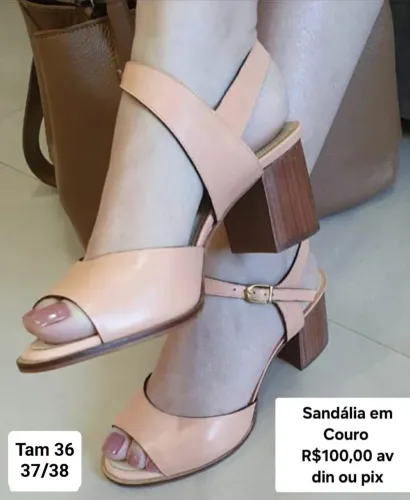 Sandália nova couro legítimo tangerina 36/37/38