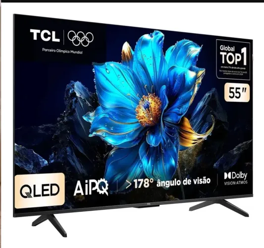 Smart TV TCL 55 Polegadas QLED 4K P7K WiFi Bluetouch Google TV HDR10 + Dolby Atmos Dolby V