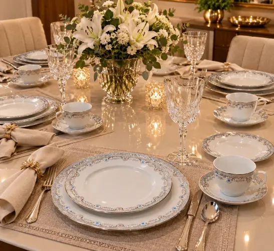 NOVO e SOFISTICADO Aparelho Jantar e Chá 36 Peças Porcelana Schmidt - Saint Germain Izabel
