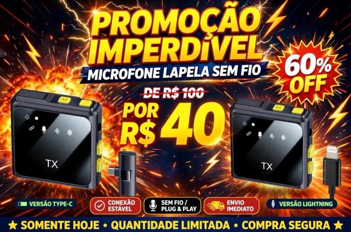 MICROFONE LAPELA SEM FIO