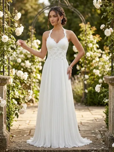 Vestido de Noiva Plissado