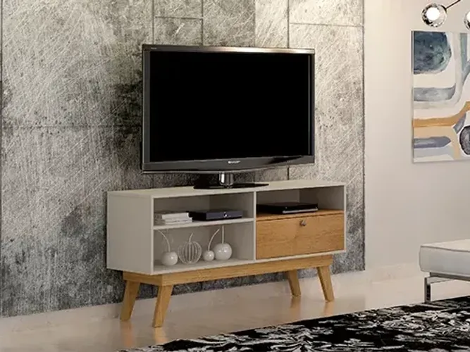 Rack para TV Grécia 1,36m Cinamomo/Off White | Direto da Fábrica