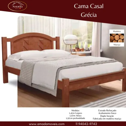 Cama casal Grécia madeira maciça , à pronta entrega
