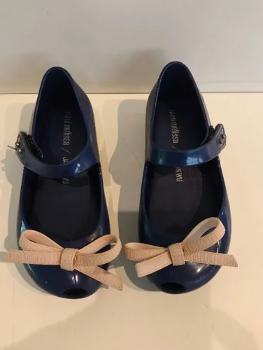 Sapatilha Mini Melissa + Jason Wu Azul Marinho com Laço - Tam 25 - USADO