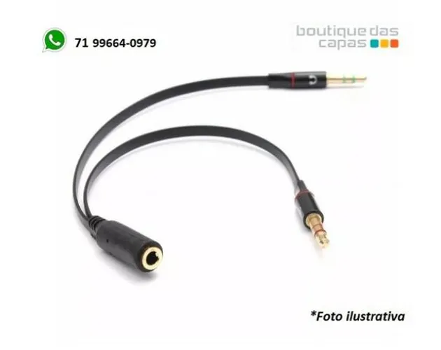 Cabo adaptador P3 fêmea x 2 P2 macho (fone/microfone) Headset gamer