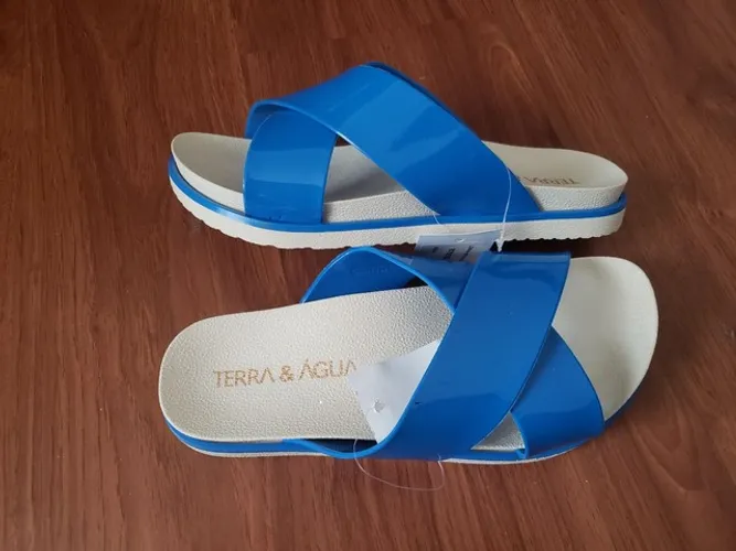 chinelo birken terra e água confort azul<br>Trançado - entrego