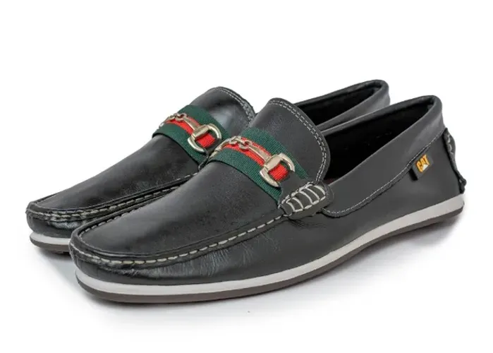 Sapato Mocassim Preto Couro Masculino com Metal Ref 3000
