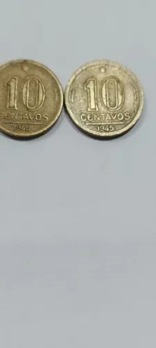 Lote com 2 Moedas Antigas De 10 Centavos - De 1945 - Sem Siglas - Muito bem conservadas