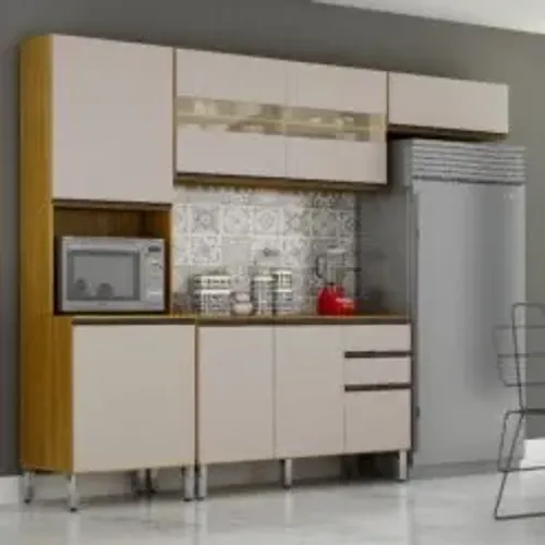 Cozinha 4 Peças Lara com Balcão Cinamono/Off White tt54