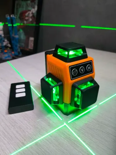 NOVO! Kit Nível Prumo Laser Verde 12 Linhas | 360°, Controle Remoto, Maleta!