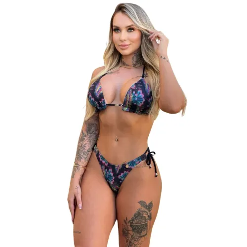 Conjunto Biquíni Cortininha Bojo Fio Dental Sereia da Terra