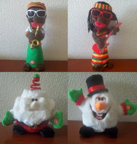 Pelúcias Eletrônicas Diversas - Star Belly, Papai Noel, Jamaicanos - Por Unidade