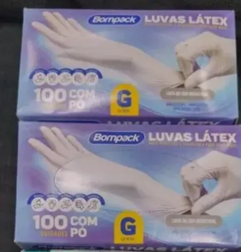 Lote com 2 caixas de luvas de látex lacradas