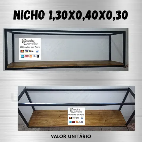 Nicho de Parede com Prateleira 130x40x30. Sob Encomenda.