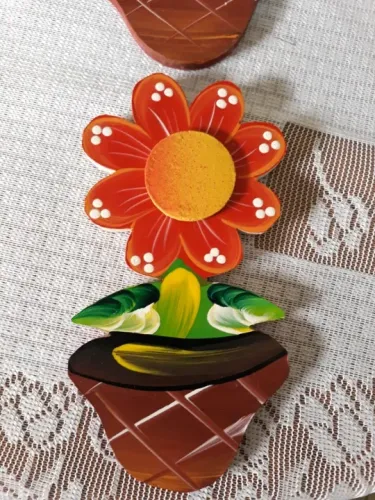 Enfeite Trio de Parede Decoração Flor em Madeira Mdf