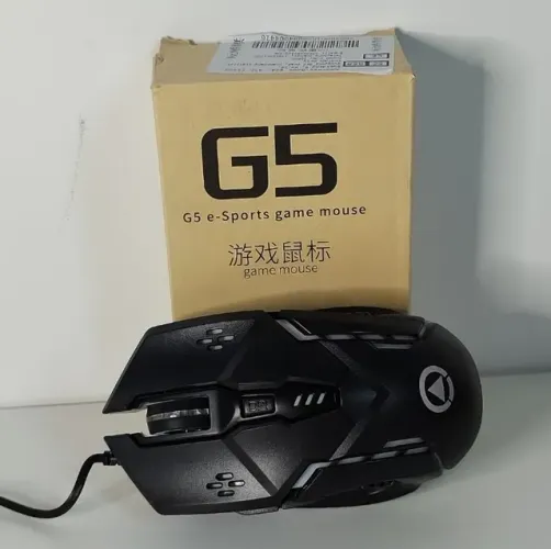 Mouse Com Fio G5 Gamer 3200dpi Com Luz Led De Fundo - Black