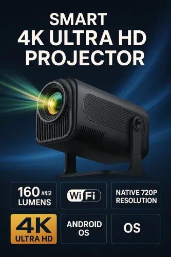 Projetor Portátil Full Hd Wi-fi Android Bluetooth 4k Hdmi Usb Preto