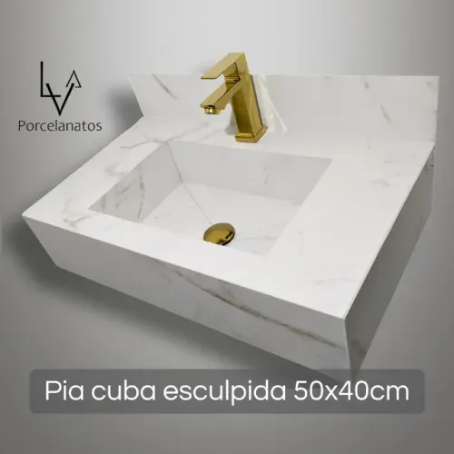 Pia porcelanato cuba esculpida 50x40cm