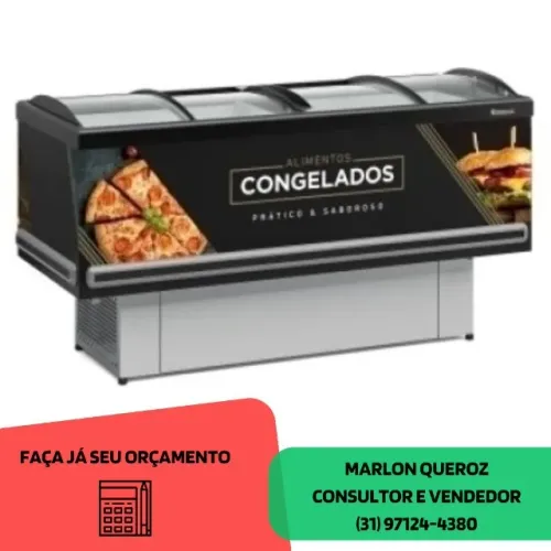 Ilha de Congelados 2M Vidro Curvo Gelopar