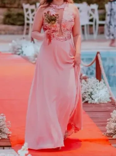 Vestido de madrinha / festa rosa claro.