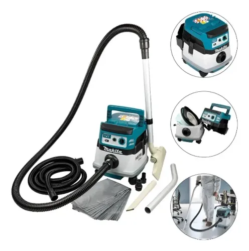 Aspirador De Pó Água Bateria 18+18v Aws Makita Dvc864lzx Nf Azul