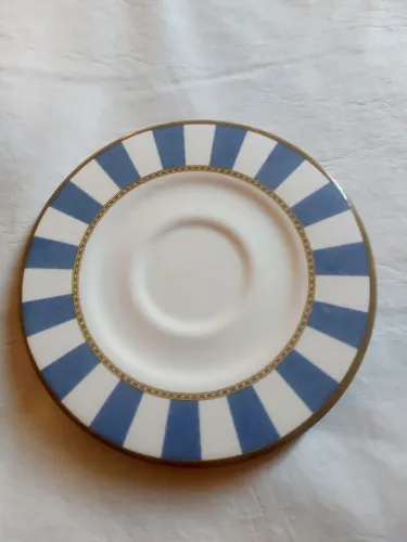6 Pratos grandes - 6 Peças - Azul e Dourado e branco