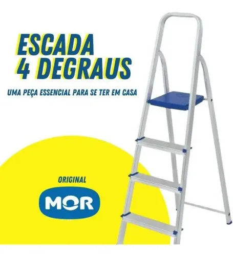 Escada 4 Degraus MOR - certificada inmetro Promocdo até sábado