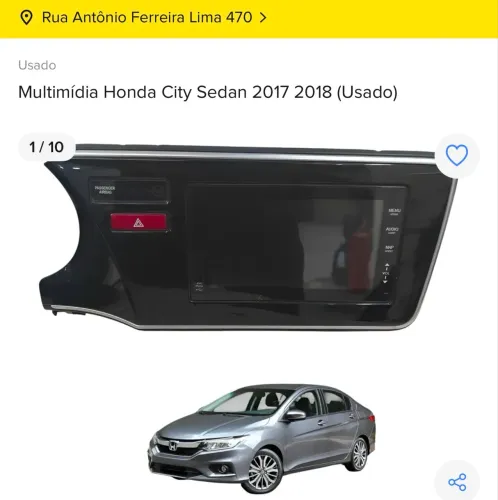 Multimídia Honda City Sedan 2017/2018
