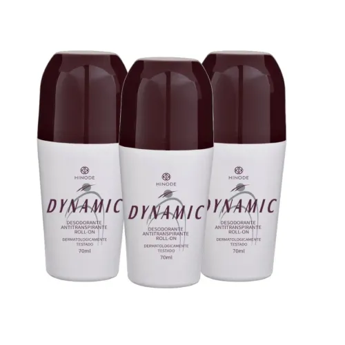 3 Desodorante Roll-On Antitranspirante Dynamic Hinode - 70ml