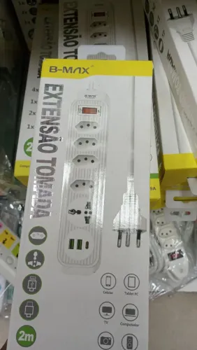 Extensão Filtro de linha régua USB c tomada 2metros