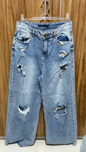 Calça Jeans Rasgada Blue Steel - Lavagem Média (Tam. 40)
