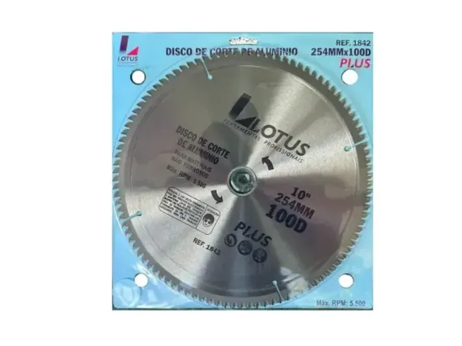 DISCO DE CORTE DE ALUMINIO LOTUS 10POL 254MMX100D PLUS-Lotus
