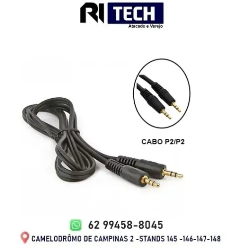 Cabo Auxiliar de Áudio P2 x P2 Macho 1m